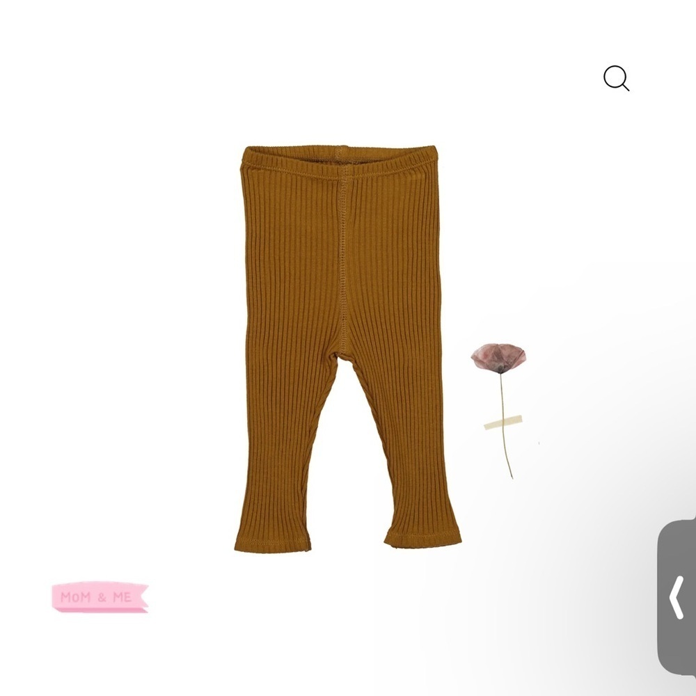 Petite Hailey Kids Ribbed Leggings color is cider